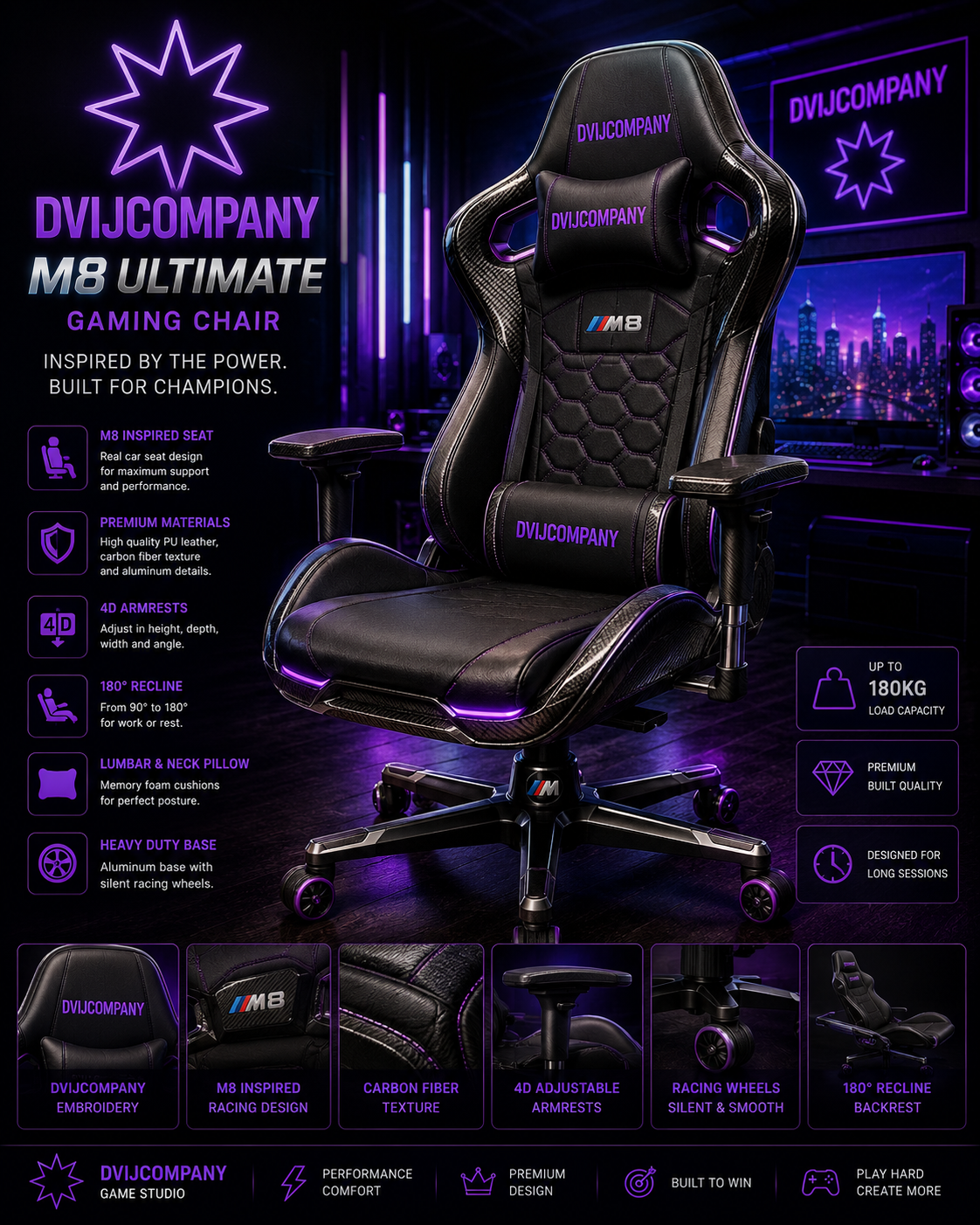 👑 DVIJCOMPANY M8 ULTIMATE GAMING CHAIR