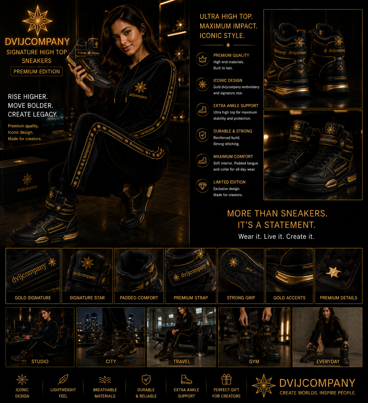DVIJCOMPANY Signature High Top Sneakers – Premium Edition