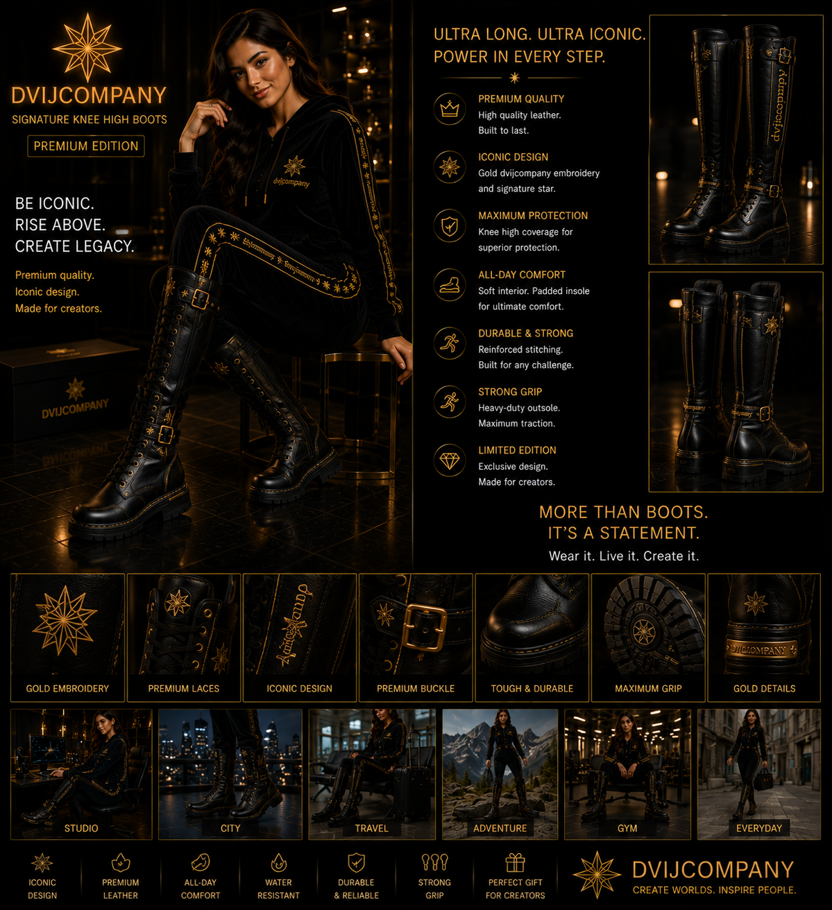 DVIJCOMPANY Signature Knee-High Boots – Premium Edition