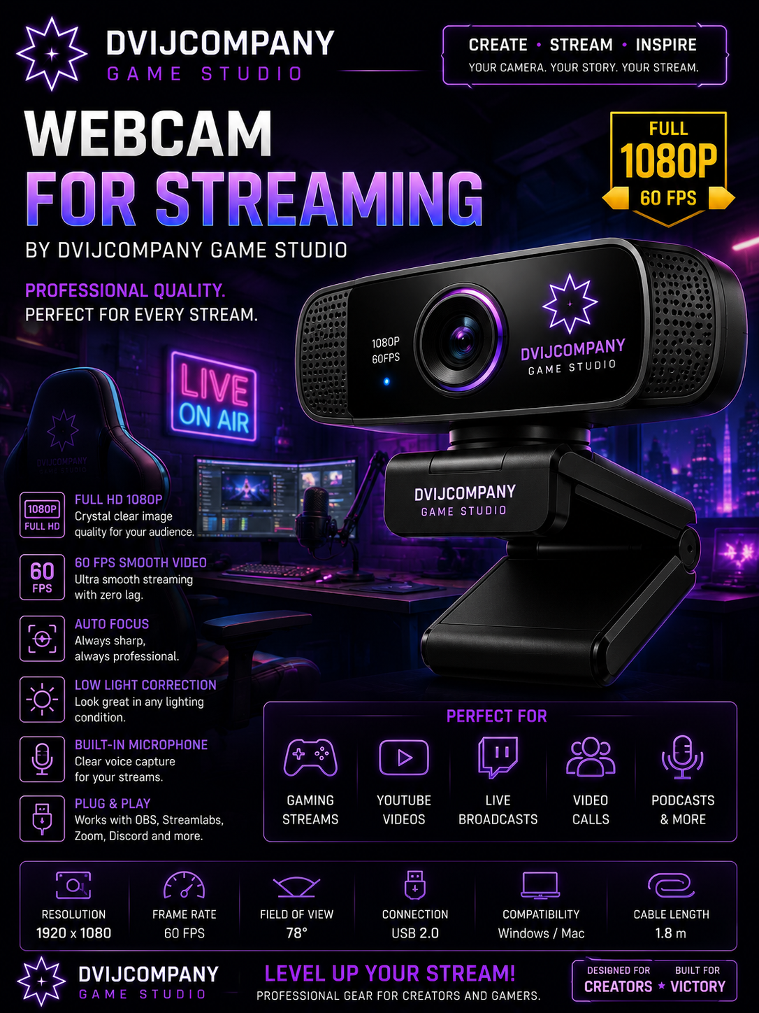 📷 DVIJCOMPANY STREAM PRO WEBCAM